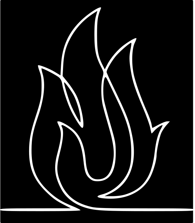 Flame symbol representing ritual, intensity, and transformation for Between Light and Shadow dyad workshop